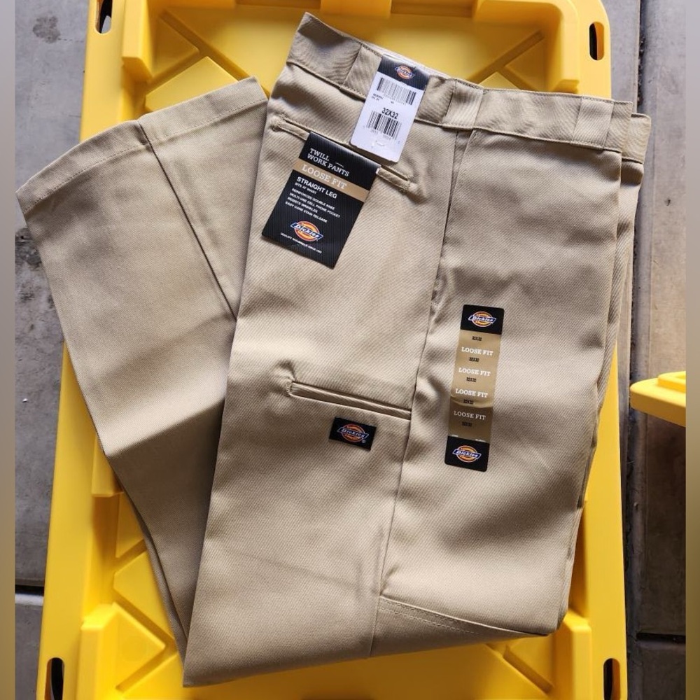 👖Dickies Men's Loose Fit Double Knee Twill Work Pants - Khaki - Size 32x32